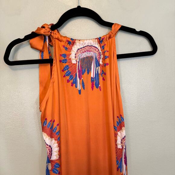 Purificacion Garcia Maxi Dress 36 Tie Halter Sleeveless Bohemian Orange - Picture 3 of 10